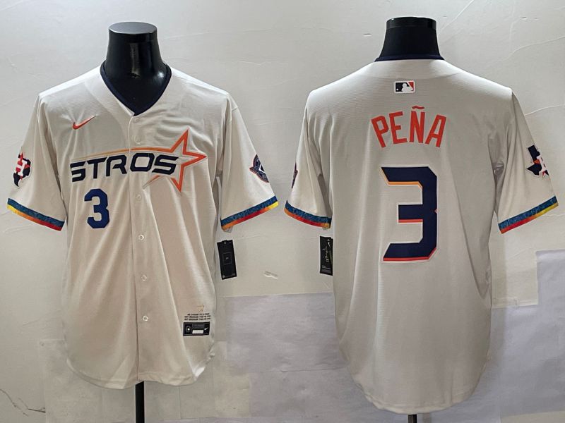 Men Houston Astros #3 Pena Cream Fourth generation Joint Name 2025 Nike MLB Jersey style 4152